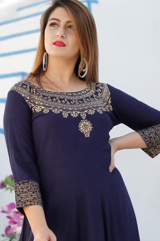 Women's Printed Rayon Long Anarkali Kurti - Image 4