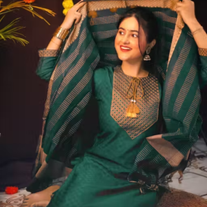 cotton embroidered kurti pant set for women||pure cotton kurti pant set||festive cotton kurti pant set