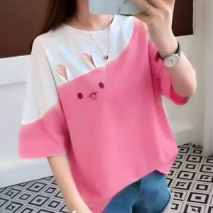 Women's Pikachu Print Oversized T-Shirt – Pink