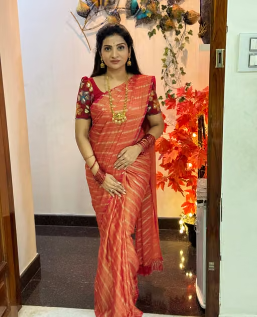BRASSO FOIL SAREE WITH FANCY BLOUSE - Image 2