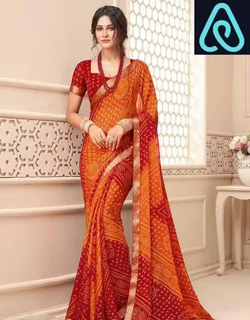 Amazing georgette saree with running blouse