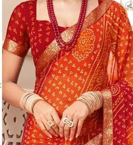 Amazing georgette saree with running blouse - Image 4