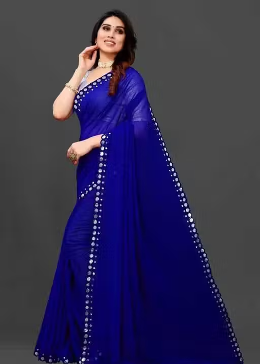 Bule trending sarees mirror work