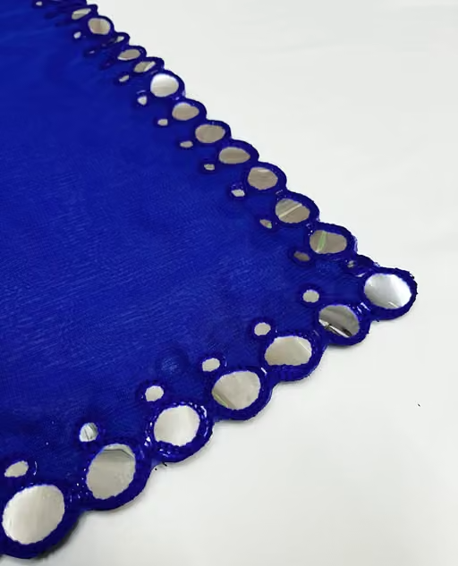 Bule trending sarees mirror work - Image 2