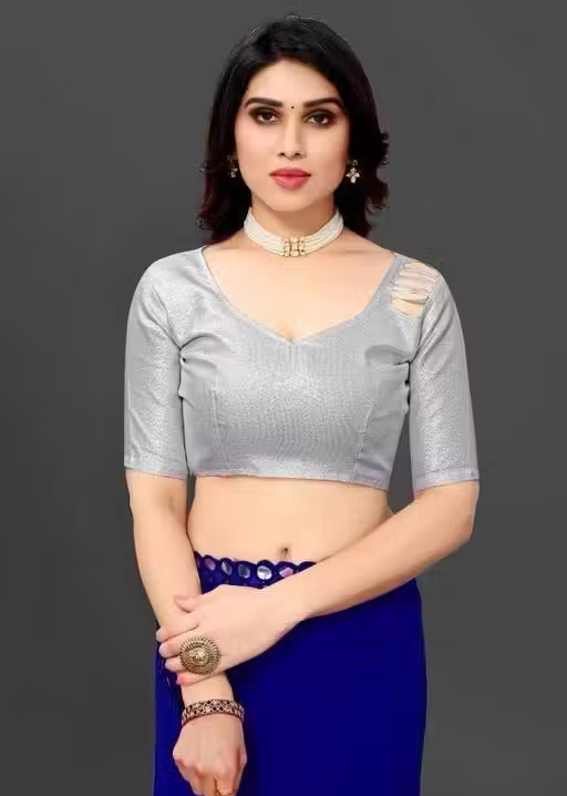 Bule trending sarees mirror work - Image 4