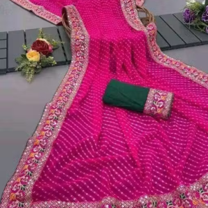 NEW SUPERHIT TRENDING EMBROIDERED COTTON THREAD & SEQUINS WORK DESIGNER SAREE