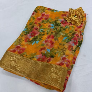 NEW FLOWER GEORGETTE DESIGN SAREE WITH BORDER