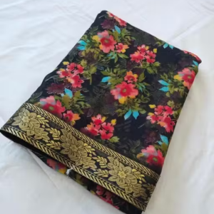 NEW FLOWER GEORGETTE DESIGN SAREE WITH BORDER