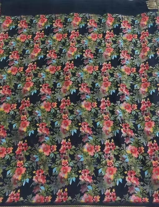 NEW FLOWER GEORGETTE DESIGN SAREE WITH BORDER - Image 2