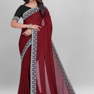 Plain Georgette Saree Enhanced with Designer Lace Border