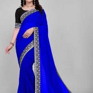 Plain Georgette Saree Enhanced with Designer Lace Border