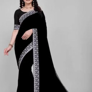 Plain Georgette Saree Enhanced with Designer Lace Border
