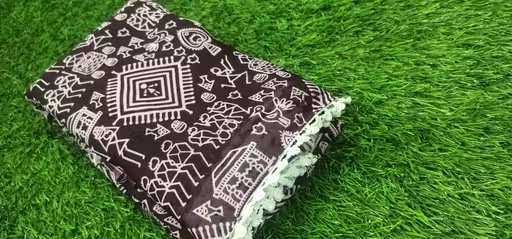 Gullak New Printed Georgette Saree with Warli Print and Pom -Pom border - Image 3