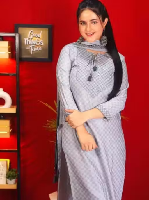 cotton embroidered kurti pant set for women||pure cotton kurti pant set||festive cotton kurti pant set - Image 3
