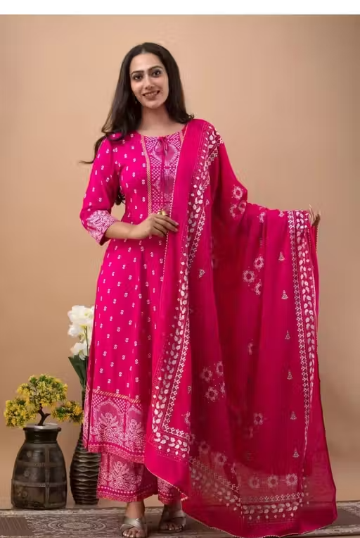 Printed Viscose Kurta Set for Women