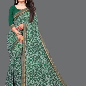 Maharani Daily Wear Bollywood Style Bandhani Printed Saree For Women with Unstitch Blouse Piece
