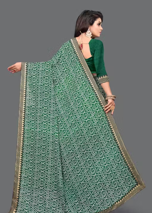 Maharani Daily Wear Bollywood Style Bandhani Printed Saree For Women with Unstitch Blouse Piece - Image 2
