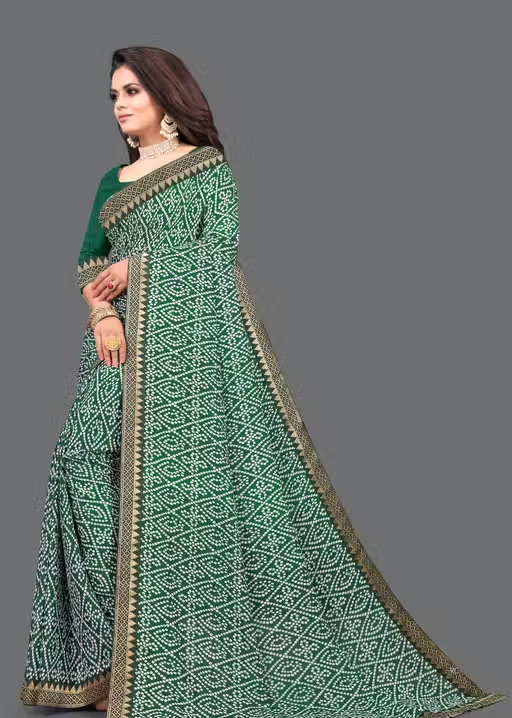 Maharani Daily Wear Bollywood Style Bandhani Printed Saree For Women with Unstitch Blouse Piece - Image 3