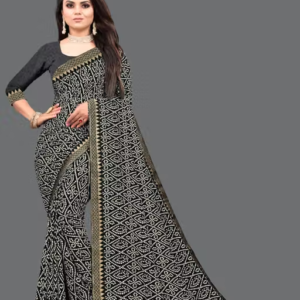 Maharani Daily Wear Bollywood Style Bandhani Printed Saree For Women with Unstitch Blouse Piece