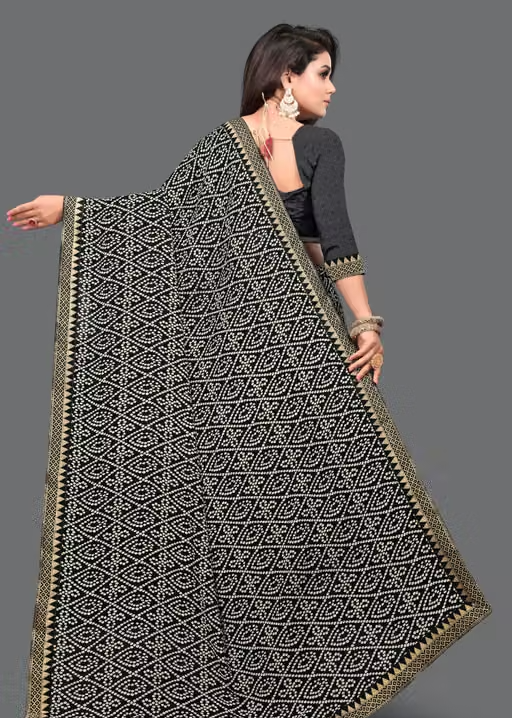 Maharani Daily Wear Bollywood Style Bandhani Printed Saree For Women with Unstitch Blouse Piece - Image 2