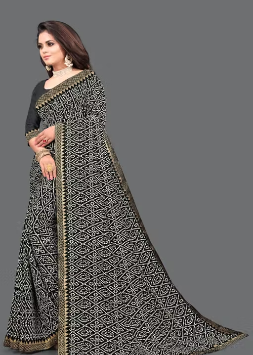 Maharani Daily Wear Bollywood Style Bandhani Printed Saree For Women with Unstitch Blouse Piece - Image 3