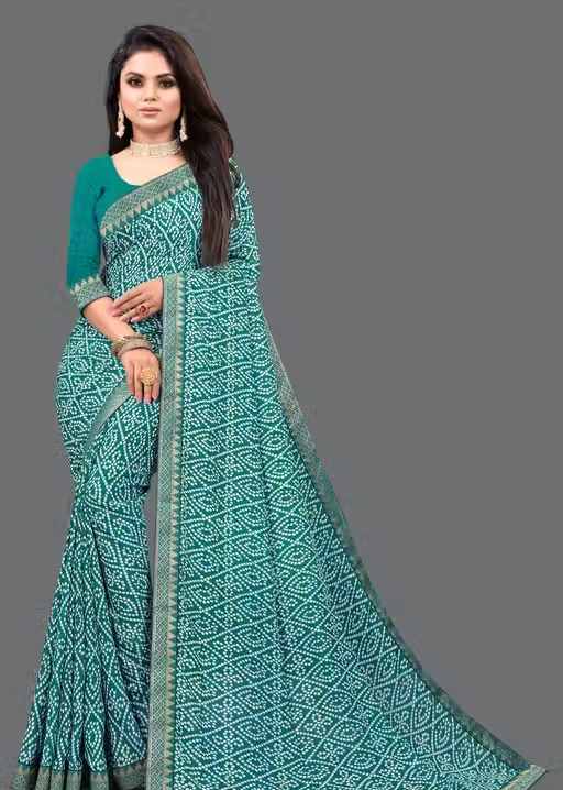 Maharani Daily Wear Bollywood Style Bandhani Printed Saree For Women with Unstitch Blouse Piece
