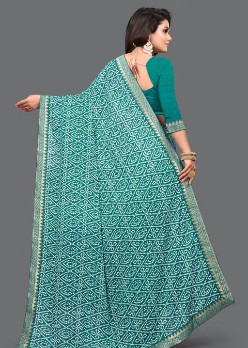 Maharani Daily Wear Bollywood Style Bandhani Printed Saree For Women with Unstitch Blouse Piece - Image 2
