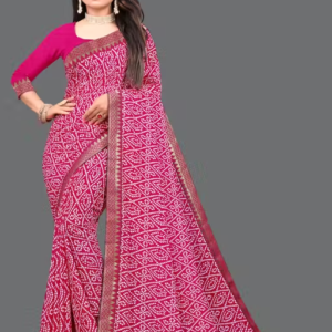 Maharani Daily Wear Bollywood Style Bandhani Printed Saree For Women with Unstitch Blouse Piece