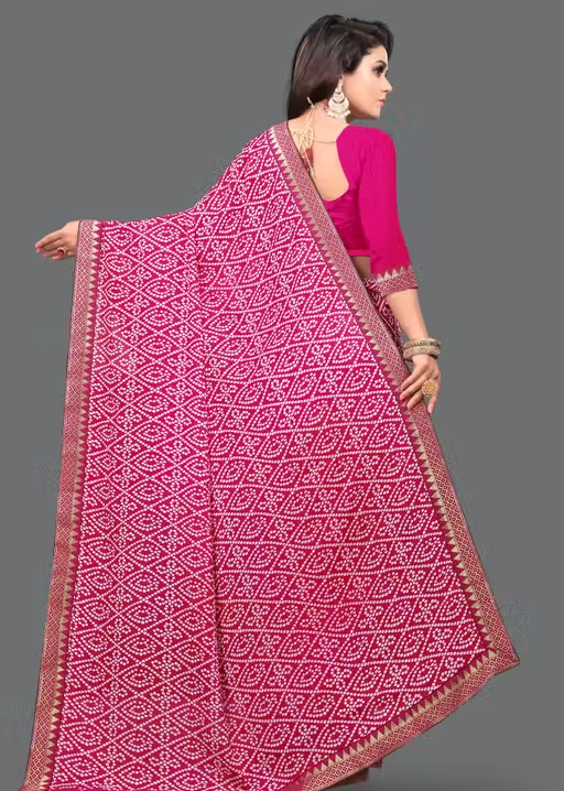 Maharani Daily Wear Bollywood Style Bandhani Printed Saree For Women with Unstitch Blouse Piece - Image 2
