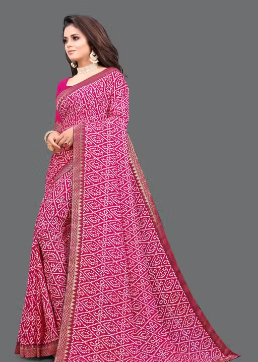 Maharani Daily Wear Bollywood Style Bandhani Printed Saree For Women with Unstitch Blouse Piece - Image 3