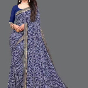 Maharani Daily Wear Bollywood Style Bandhani Printed Saree For Women with Unstitch Blouse Piece