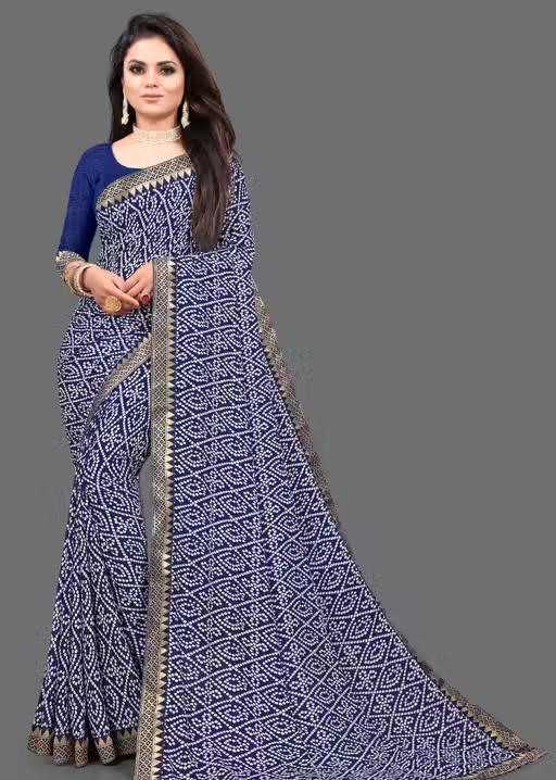 Maharani Daily Wear Bollywood Style Bandhani Printed Saree For Women with Unstitch Blouse Piece