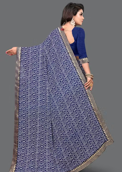 Maharani Daily Wear Bollywood Style Bandhani Printed Saree For Women with Unstitch Blouse Piece - Image 2