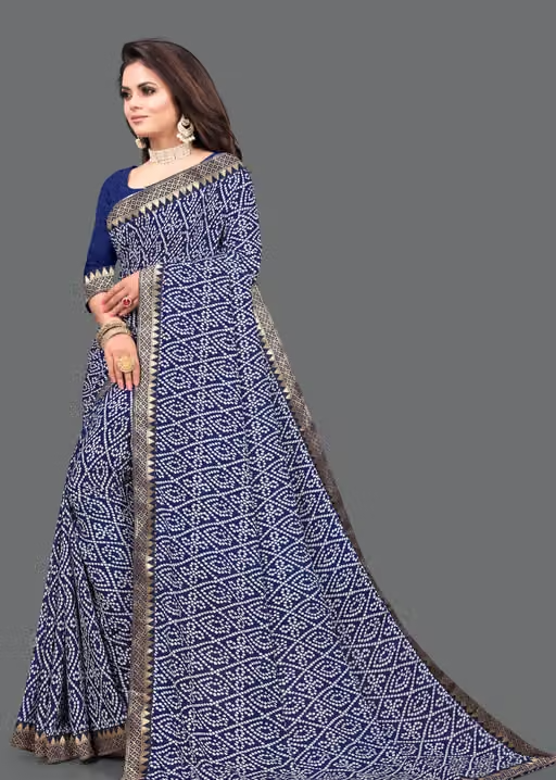 Maharani Daily Wear Bollywood Style Bandhani Printed Saree For Women with Unstitch Blouse Piece - Image 3