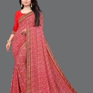 Maharani Daily Wear Bollywood Style Bandhani Printed Saree For Women with Unstitch Blouse Piece
