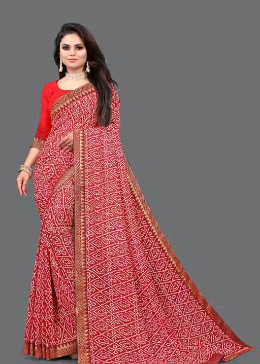 Maharani Daily Wear Bollywood Style Bandhani Printed Saree For Women with Unstitch Blouse Piece