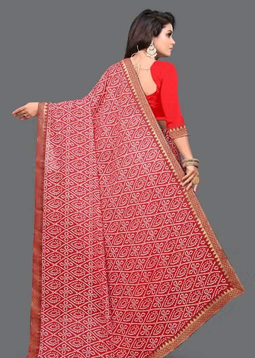Maharani Daily Wear Bollywood Style Bandhani Printed Saree For Women with Unstitch Blouse Piece - Image 2