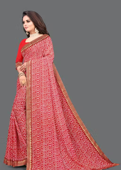 Maharani Daily Wear Bollywood Style Bandhani Printed Saree For Women with Unstitch Blouse Piece - Image 3