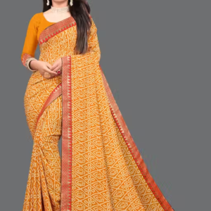 Maharani Daily Wear Bollywood Style Bandhani Printed Saree For Women with Unstitch Blouse Piece