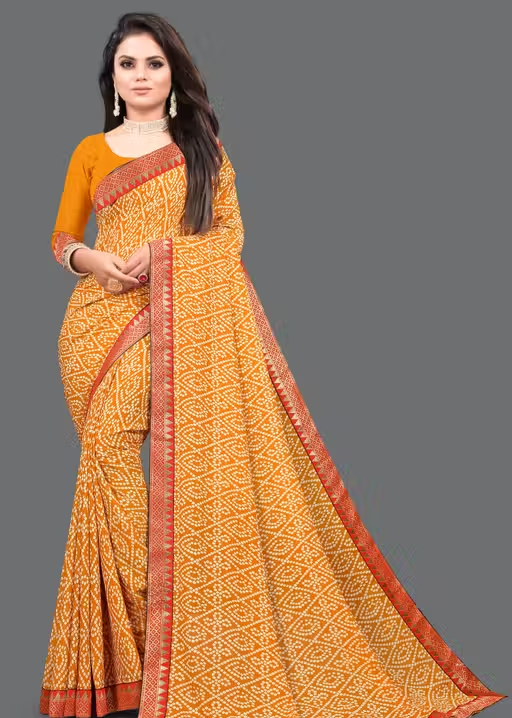 Maharani Daily Wear Bollywood Style Bandhani Printed Saree For Women with Unstitch Blouse Piece