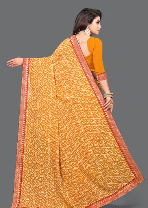 Maharani Daily Wear Bollywood Style Bandhani Printed Saree For Women with Unstitch Blouse Piece - Image 2