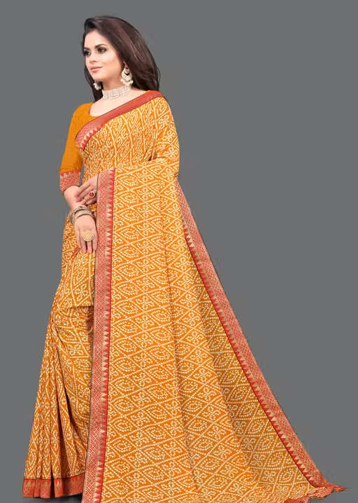 Maharani Daily Wear Bollywood Style Bandhani Printed Saree For Women with Unstitch Blouse Piece - Image 3
