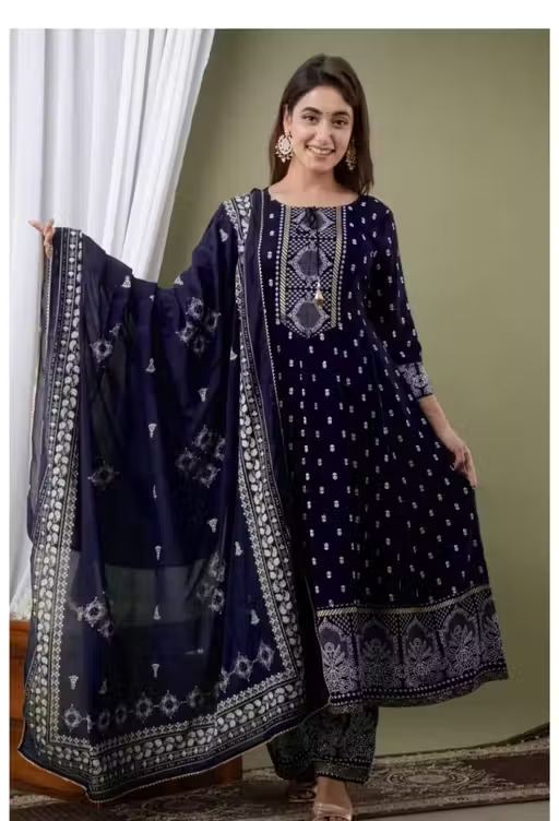Printed Viscose Kurta Set for Women