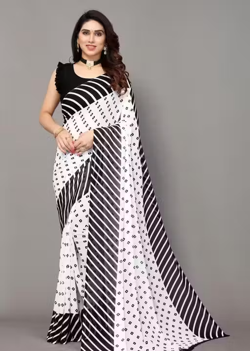 Yashika Women's Georgette Floral Printed Saree with Blouse Piece