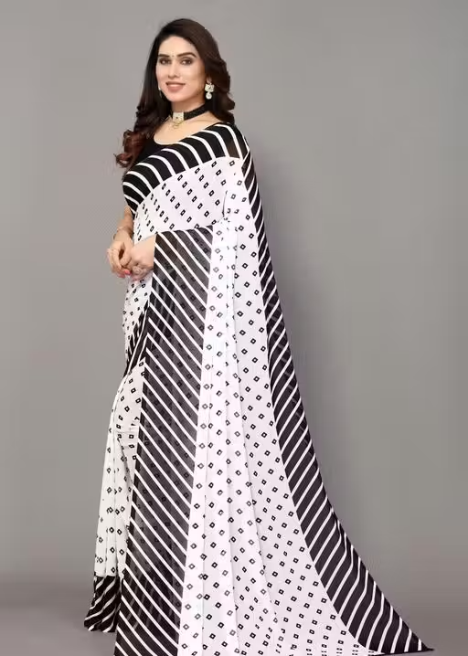 Yashika Women's Georgette Floral Printed Saree with Blouse Piece - Image 2