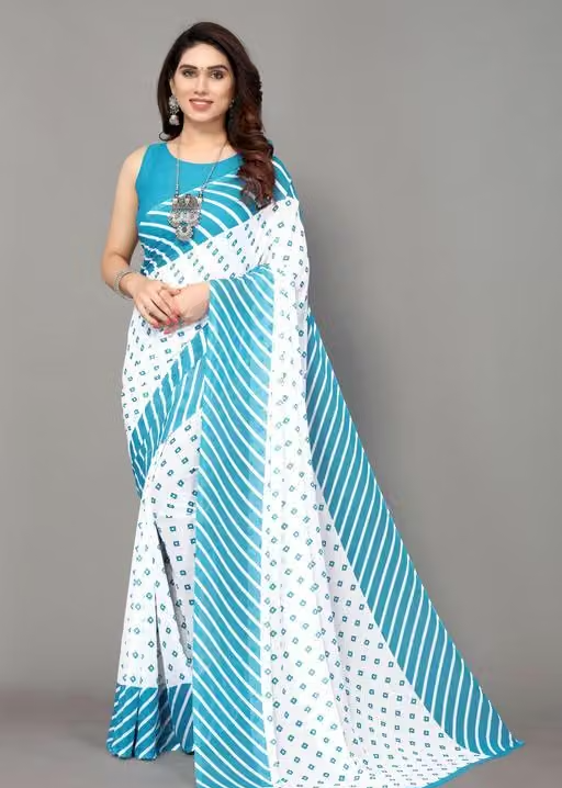 Yashika Women's Georgette Floral Printed Saree with Blouse Piece