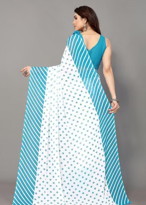 Yashika Women's Georgette Floral Printed Saree with Blouse Piece - Image 4