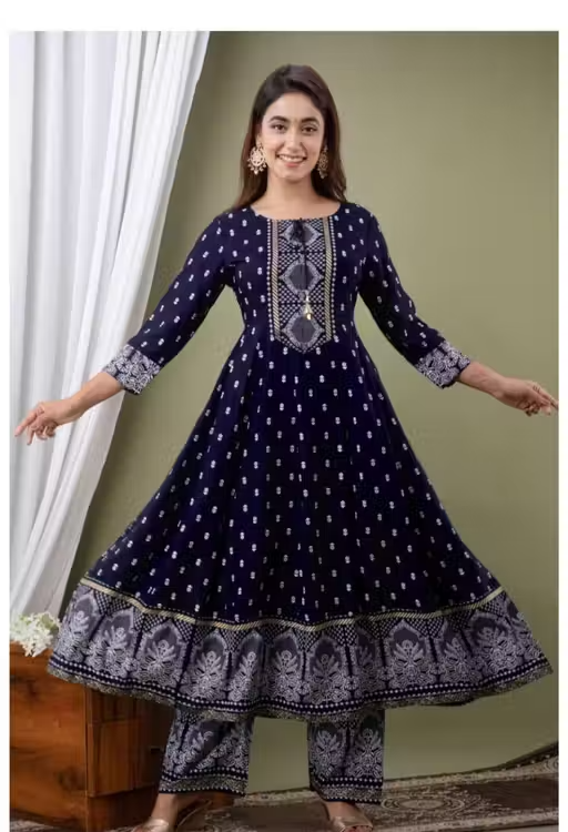 Printed Viscose Kurta Set for Women - Image 2