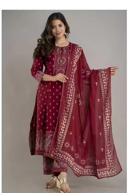Printed Viscose Kurta Set for Women