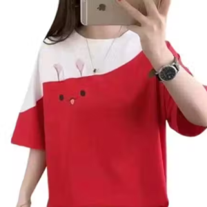Women's Pikachu Print Oversized T-Shirt – Red